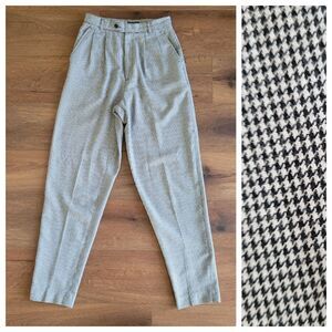 Vintage 90s Y2K Pants Sz 6 Houndstooth Pleated High Rise Academia Ambitions USA